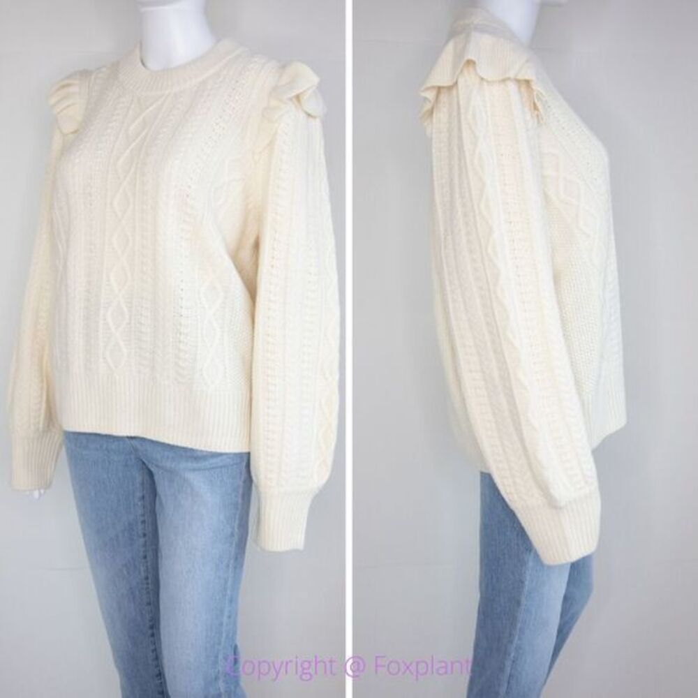 Madewell Hollydene Ruffle-Shoulder Pullover‎ Sweater, women's size XXL - Picture 4 of 16